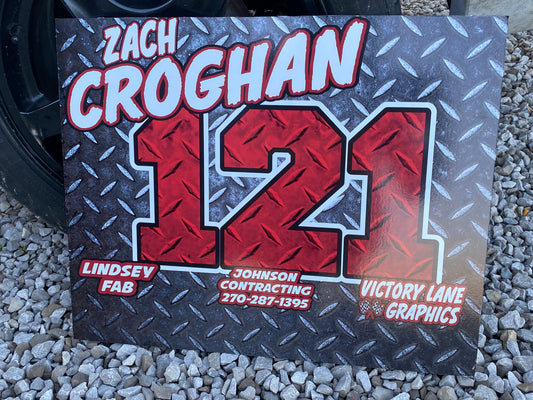 Diamond Plate with Red Demolition Derby Roof Sign