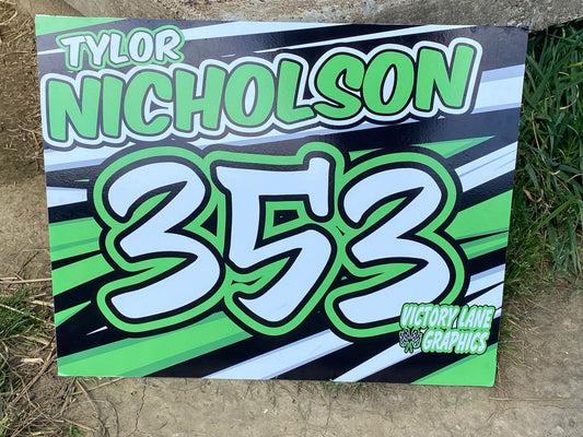 Lime Green/Black/White Demolition Derby Roof Sign