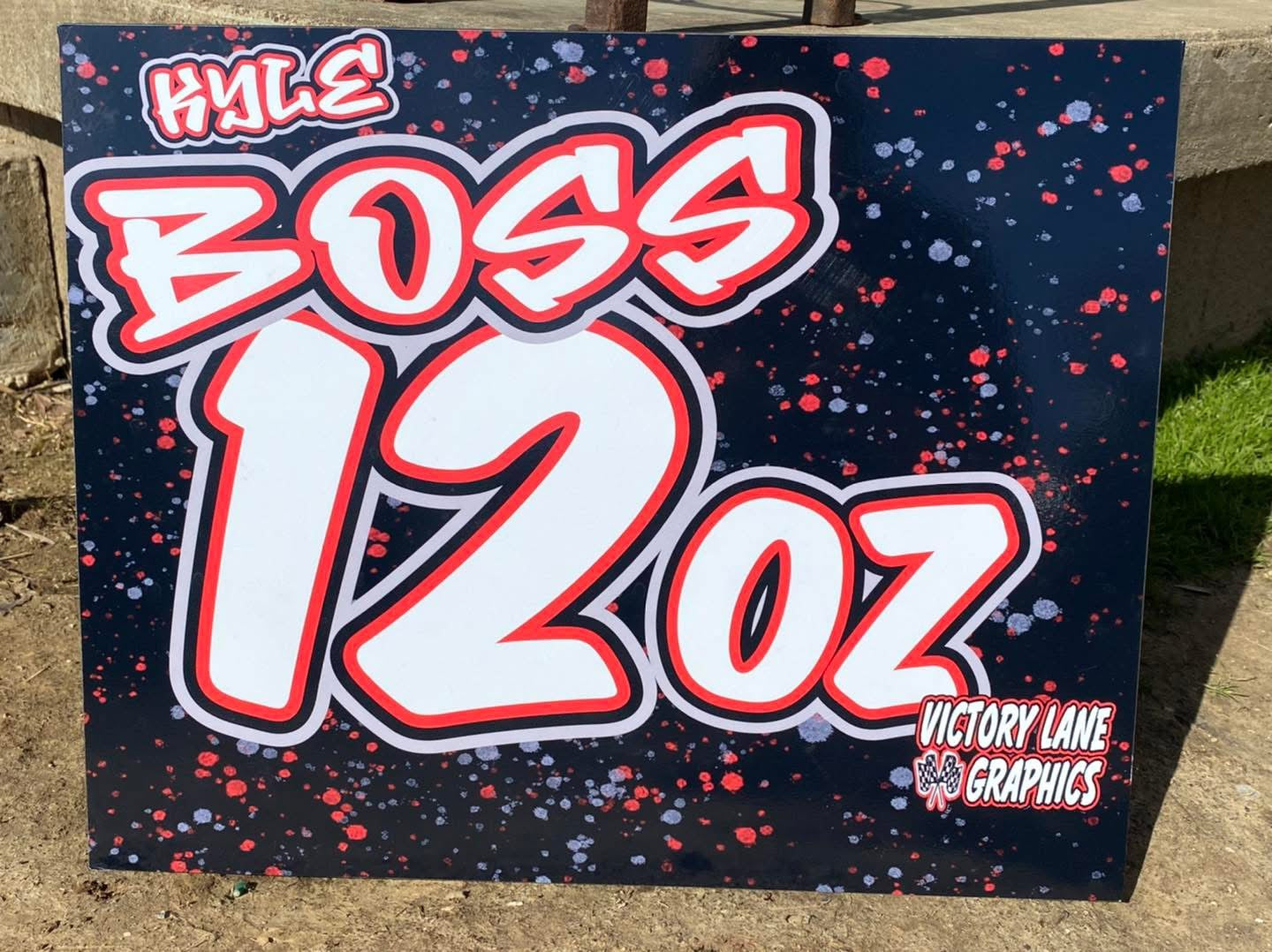 Red & Grey Splatter Demolition Derby Roof Sign