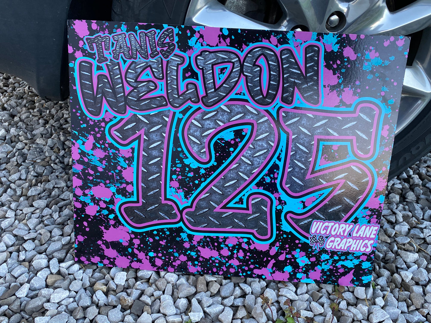 Splatter Paint Demolition Derby Roof Sign