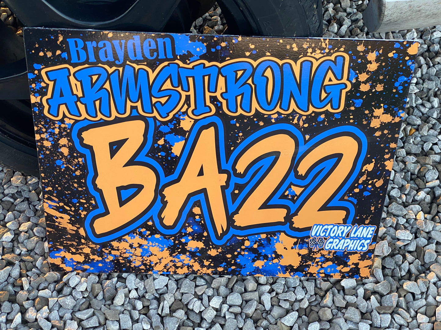 Orange and Blue Demolition Derby Roof Sign