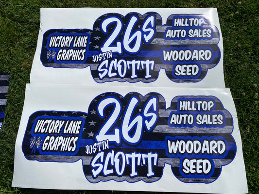 Blue Line Door Wraps ~ Set of 2