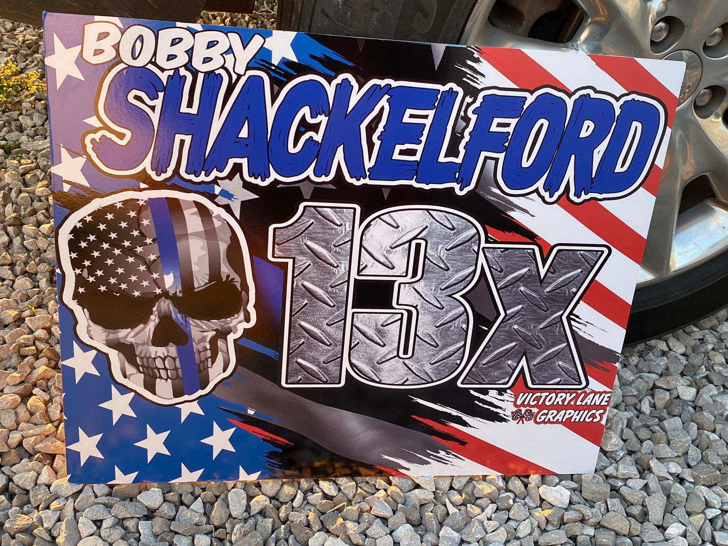 Skull Flag Demolition Derby Roof Sign