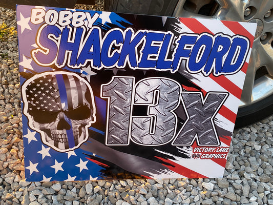 Skull Flag Demolition Derby Roof Sign