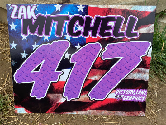 American Flag with Purple Demolition Derby Roof Sign