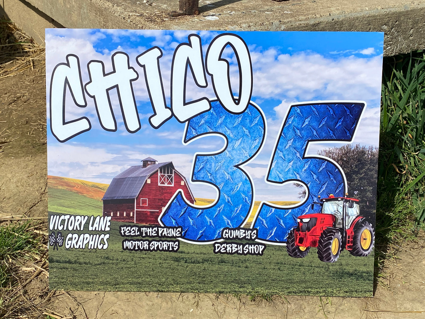 Farm Scene Demolition Derby Roof Sign